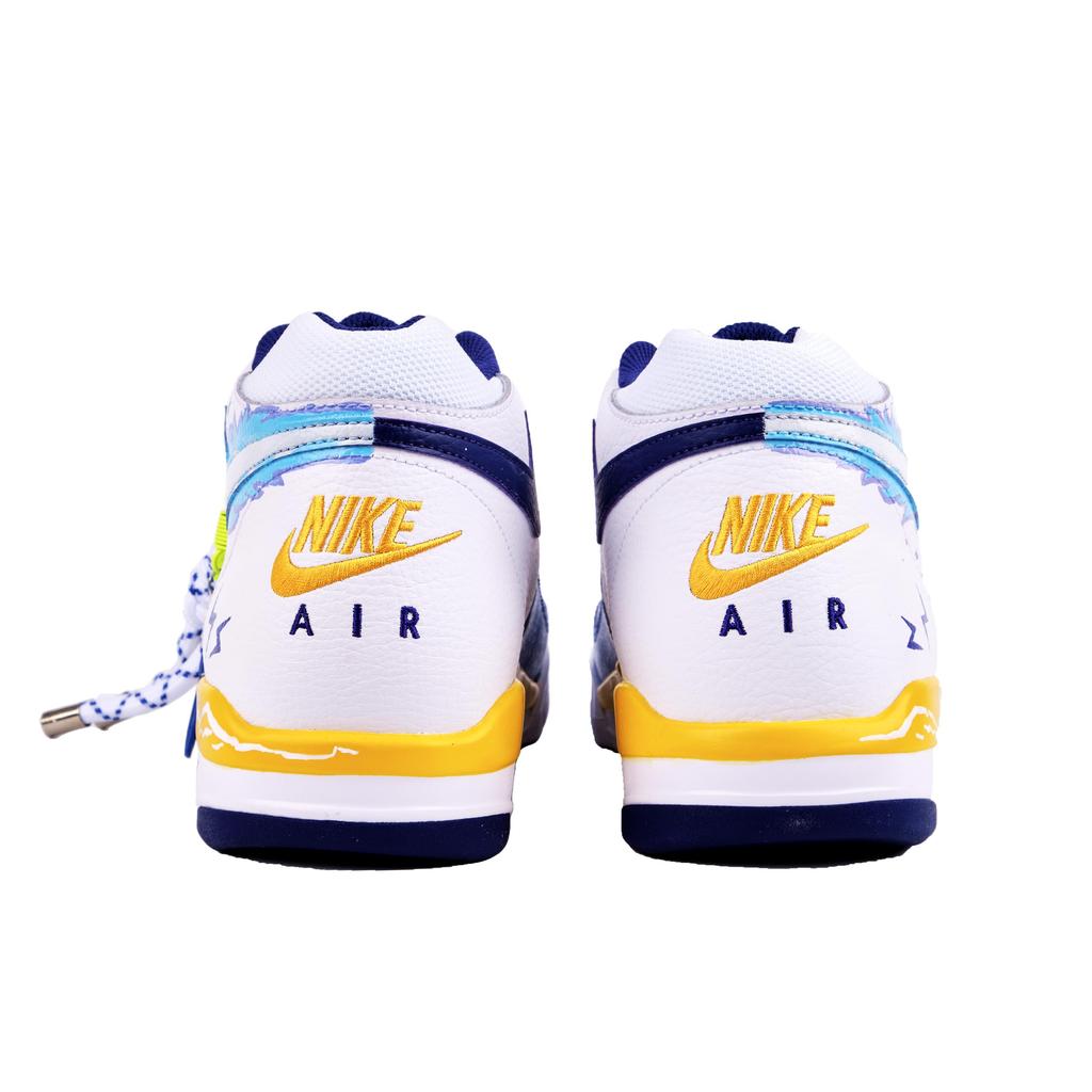 Nike Flight Legacy Скользкие Устойчивые к истиранию Средние Винтажные Баскетбольные Кроссовки Мужские Бело-синие BQ4212-102(Команда626-)