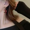 Red Moon Gem Asymmetric Earrings Personality Hip-Pop Gothic Dark Ear Pendants Tassel Chain Eardrop Ear Buckle Jewelry Accessory