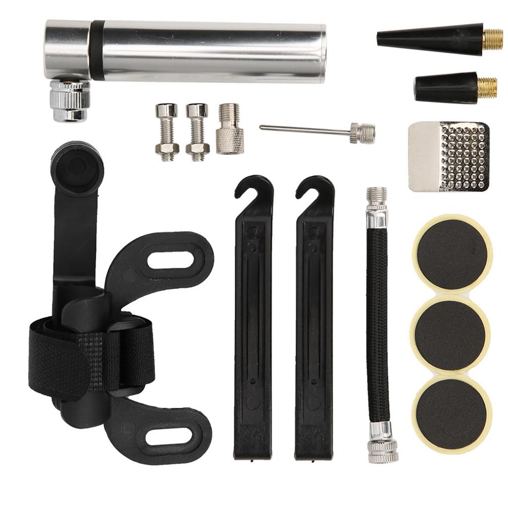 Bike Tire Repair Kit Mini Bike Pump Repair Kit Accessory for Road Mountain BikesSilver