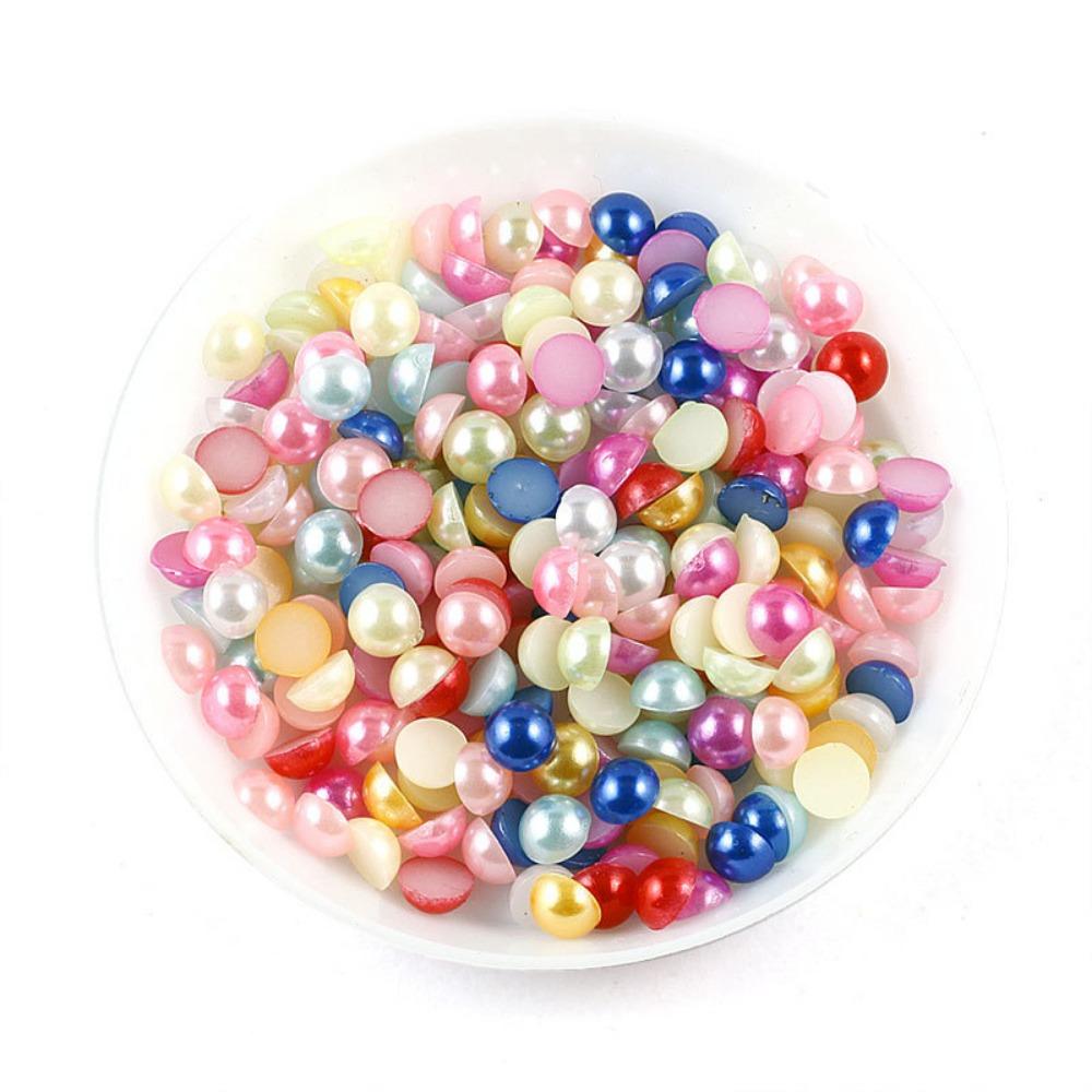 1000 шт., бусины из АБС-пластика с плоской задней частью, полукруглые свободные бусины, новый искусственный жемчуг, сделай сам, декоративный дизайн ногтей