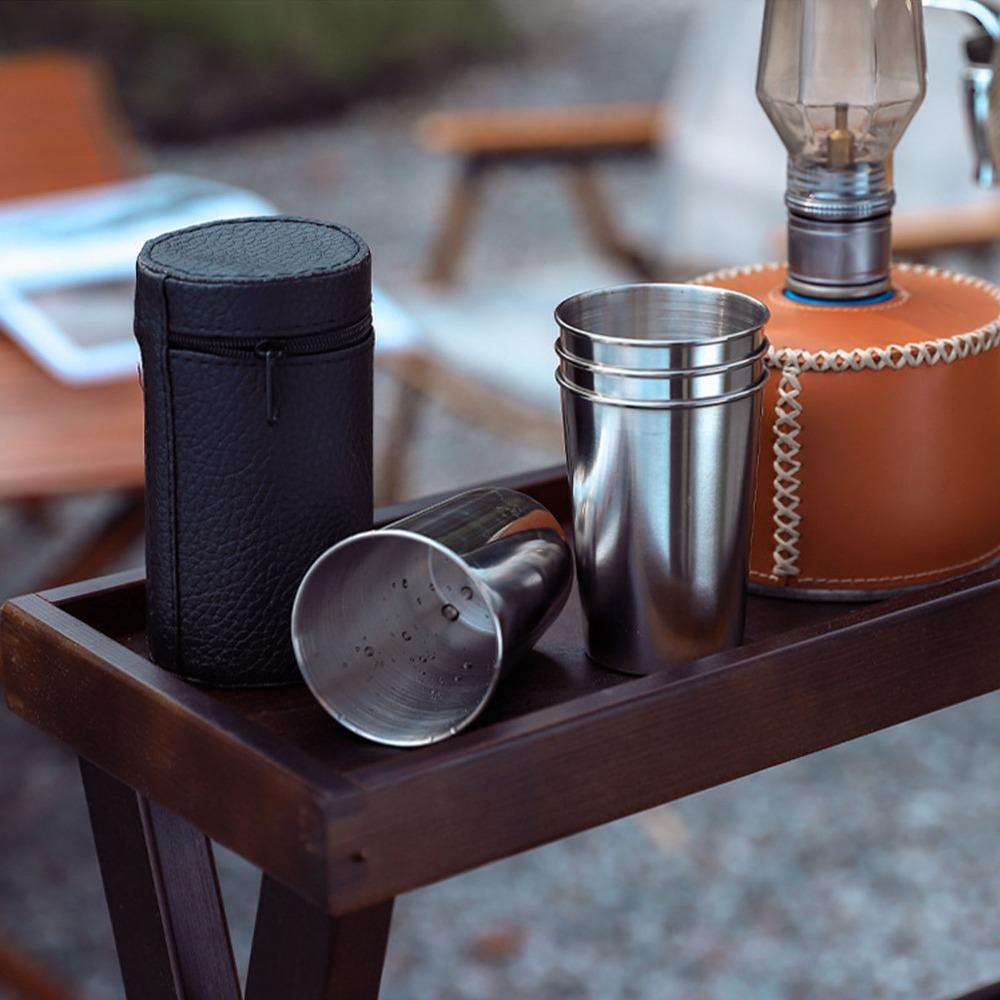 4 шт./набор Штабелируемые питьевые чашки из нержавеющей стали Многоразовые Портативные питьевые стаканы Для улицы