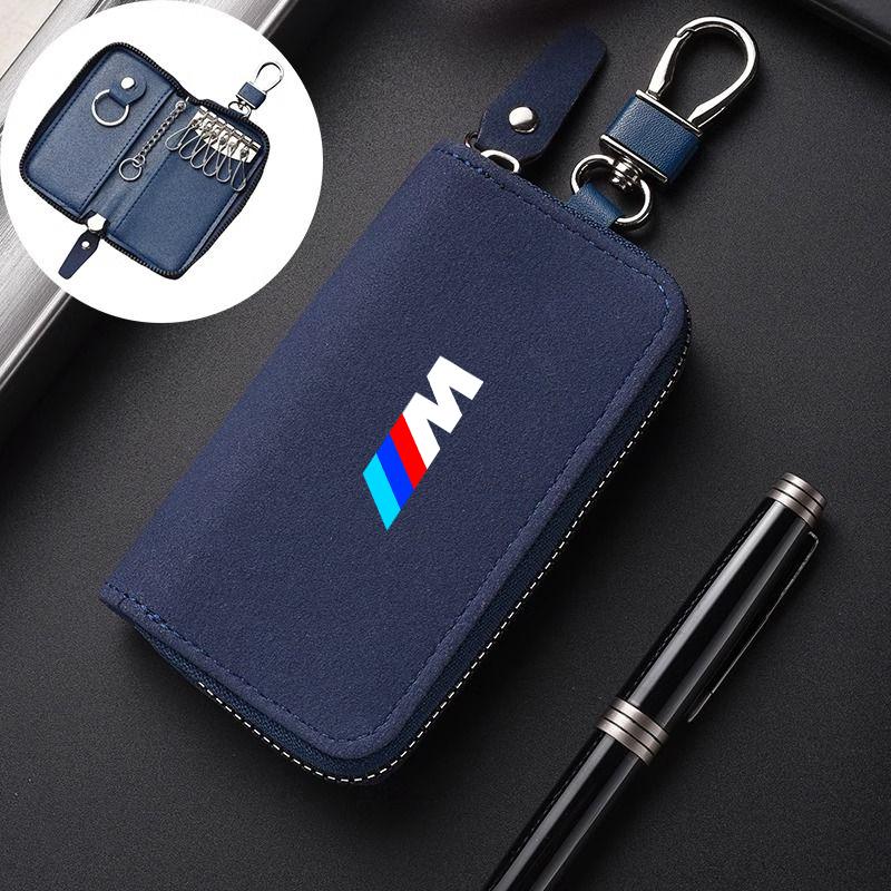 LCHGA1 Car Sticker Leather Car Key Holder Case Keychain Pouch Storage Bag Cover For BMW M Emblem E46 E36 E34 F10 E90 F30 E60 F30 E53 E3