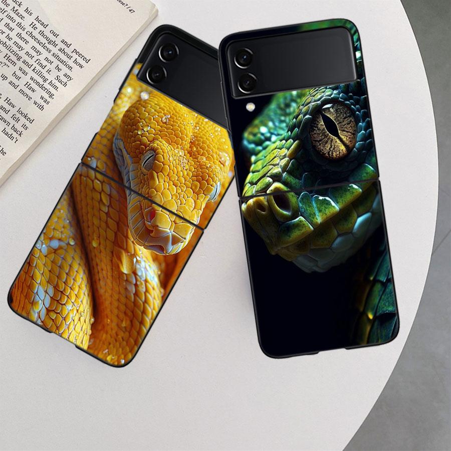 Чехол для телефона 'Лесные гадюки и питоны' для Samsung Z Flip 7 6 5G Galaxy Z Flip 5 4 3 Черный Жесткий Чехол-крышка Роскошный ПК-корпус Coque