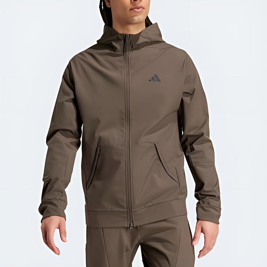 adidas Тренировочная мужская тканая куртка с капюшоном Cold.Rdy Коричневая IX9059