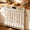 Kitchen Oven Curtain With Tie-Backs Linen Style Farmhouse Short Drape Range Hood Or Appliance Cover