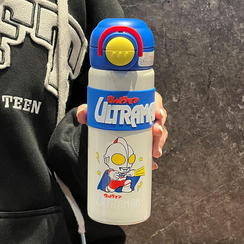 Ultraman Kids Insulated Water Bottle With Straws For School And Travel