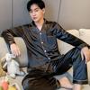 Мужской пижамный комплект с длинным рукавом из ледяного шелка на 2024 год - Легкая весенне-осенняя домашняя одежда