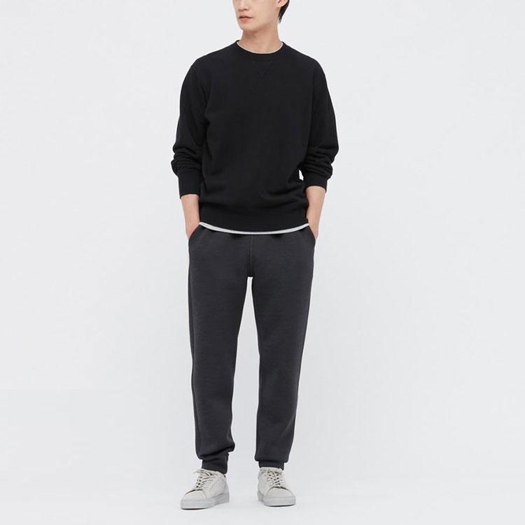 Uniqlo Свитшот с круглым вырезом, однотонный, с длинным рукавом, унисекс, черный 444966-69