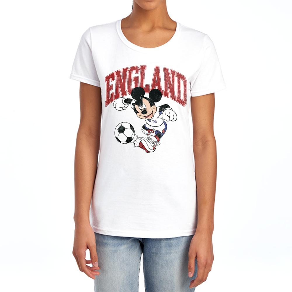 Disney Womens/Ladies England Mickey Mouse Football T-Shirt