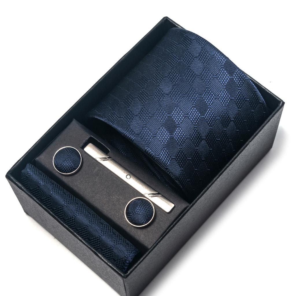 Галстук мужской деловой подарочный набор из шести предметов в полоску сетчатый цвет ручной работы 8 см с подарочной упаковкой