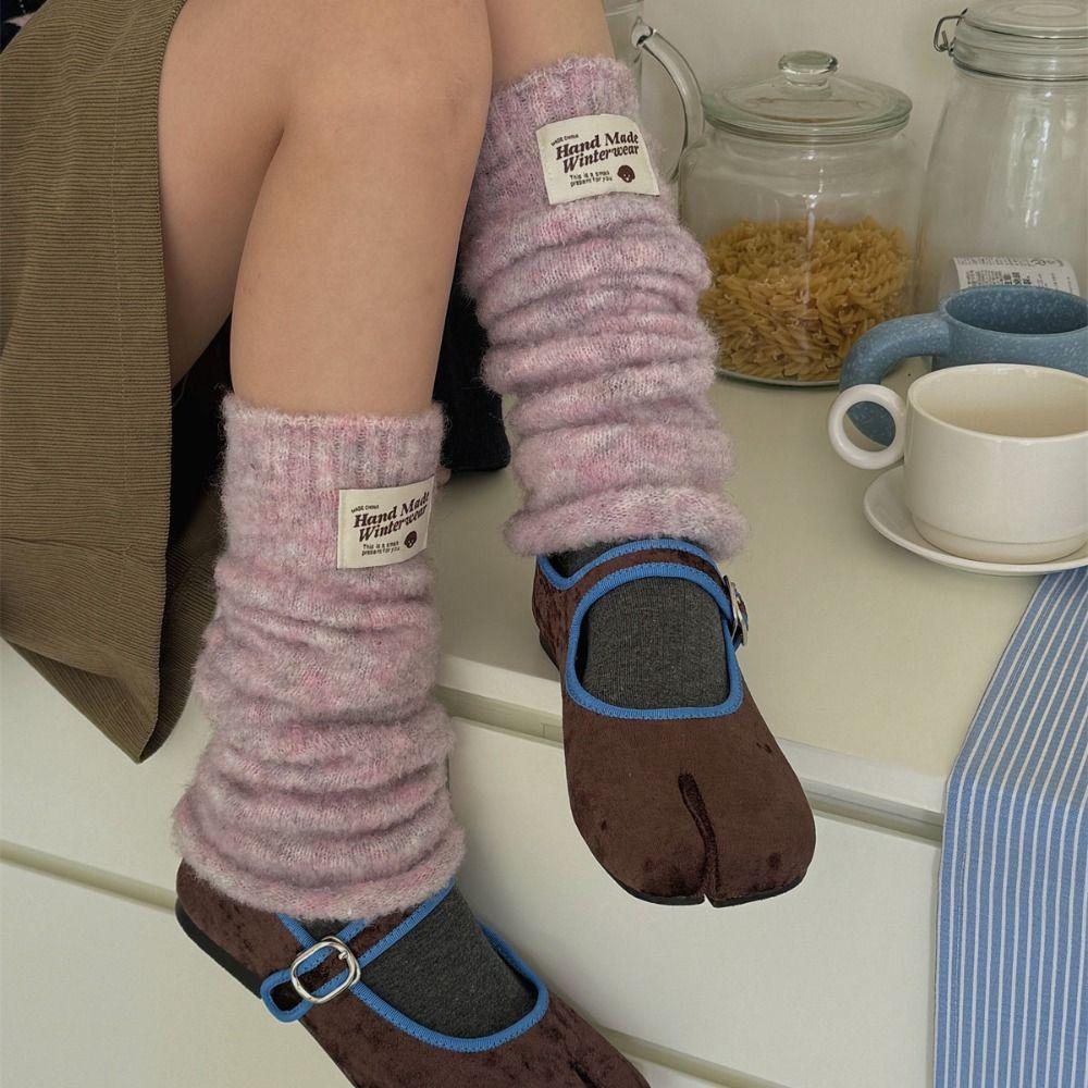 Colorful Kintted Y2k Leg Warmers Soft Warm Leg Cover Fashion Plush Stockings Women