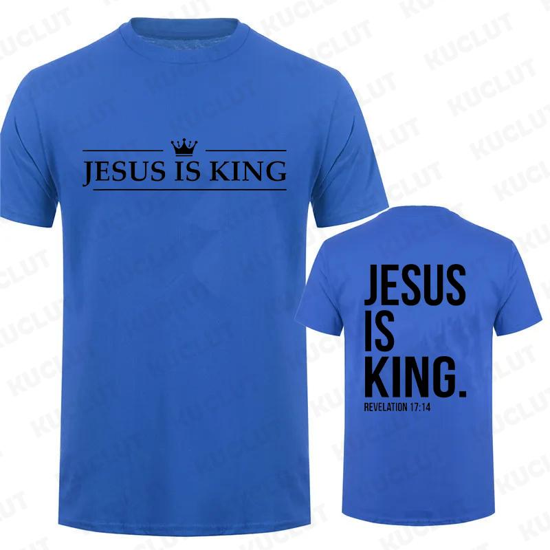 Футболка с принтом Jesus Is King Футболки для мужчин Модная повседневная футболка с коротким рукавом на лето Повседневные футболки Футболки христианской веры