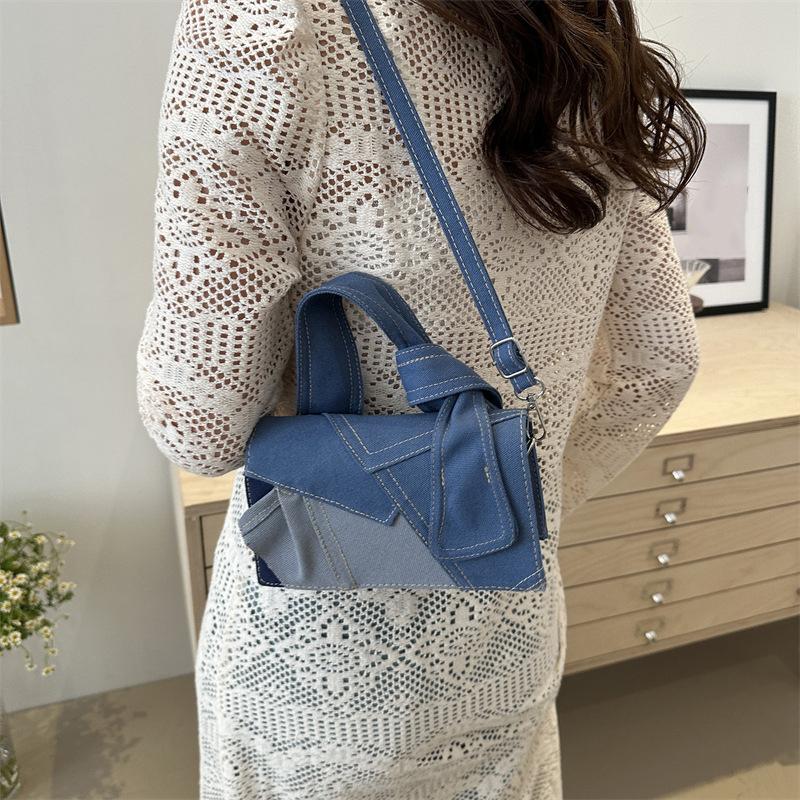 Роскошные дизайнерские женские джинсовые сумки кроссбоди, новая маленькая квадратная сумочка с ручкой-узлом, сумка-тоут, сумка-мессенджер ARI