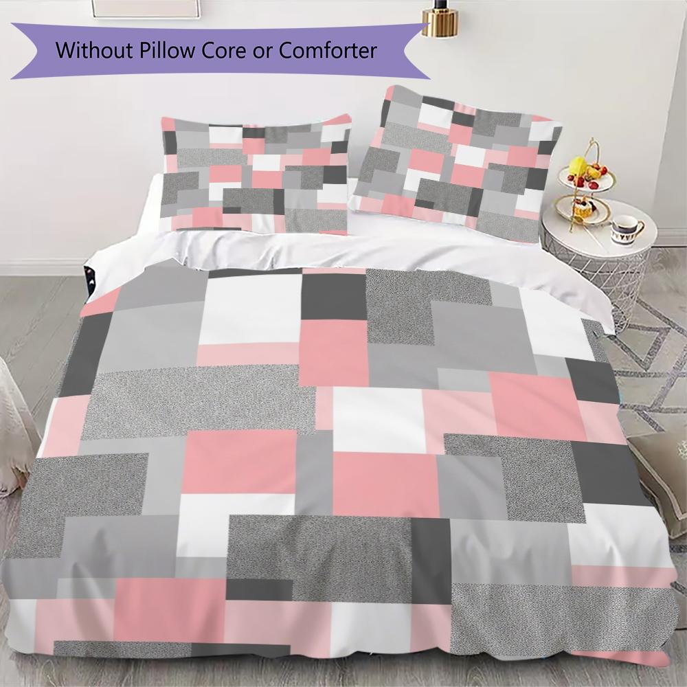 Simple Geometry Pattern Bedding uilt Set uilt Cover Pillowcase Home Decoration Birthday Gift (1 * duvet cover + 2 * pillowcase  without core)19