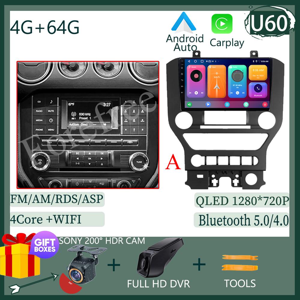 Android 14 для Ford Mustang 6 VI S550 2014 - 2025 Автомобильный Радио Мультимедиа Видео Плеер Стерео Carplay Навигация GPS WIFI QLED DVD