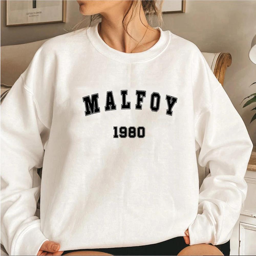 Толстовка с круглым вырезом Malfoy 1980 Толстовка с графическим принтом Draco Malfoy Толстовки с коротким рукавом для женщин Уличная одежда Пуловер