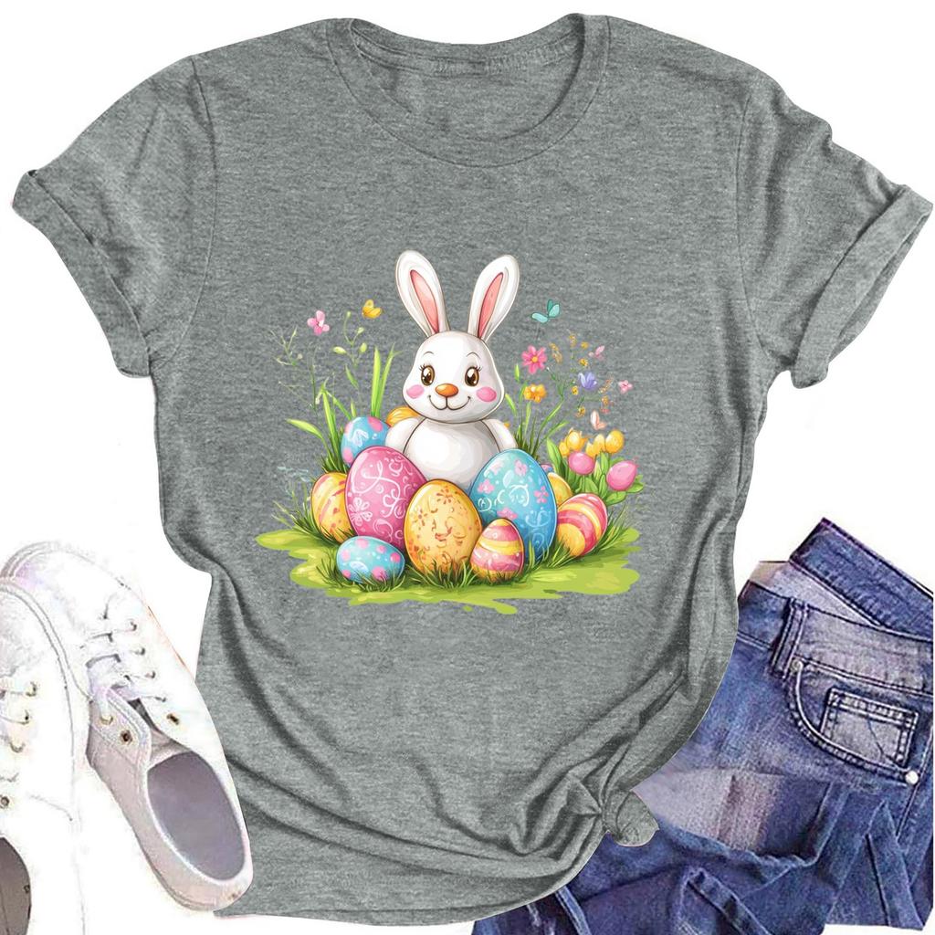 Women's Printed Round Neck Short-sleeved T-shirt Top