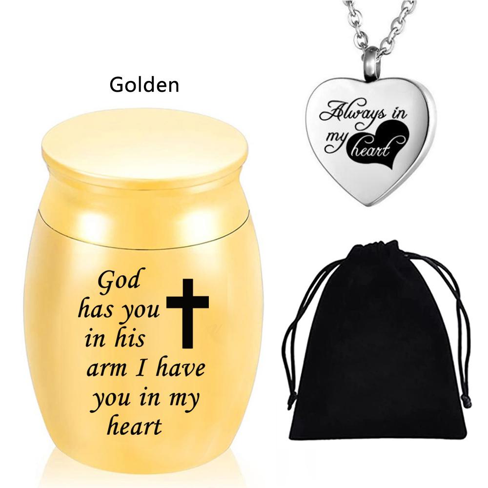 Маленькая урна для праха человека, памятная мини-урна для кремации с ожерельем-урной и бархатным мешочком