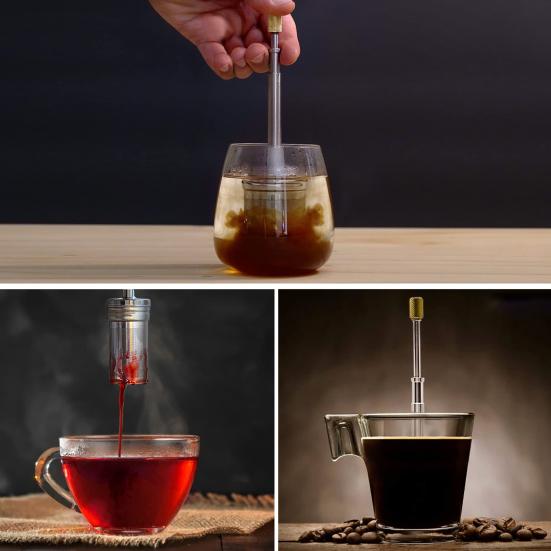 Дизайн пресс-фильтра для кофе, портативный пресс для кофе и чая из нержавеющей стали, легкий многоразовый фильтр для путешествий