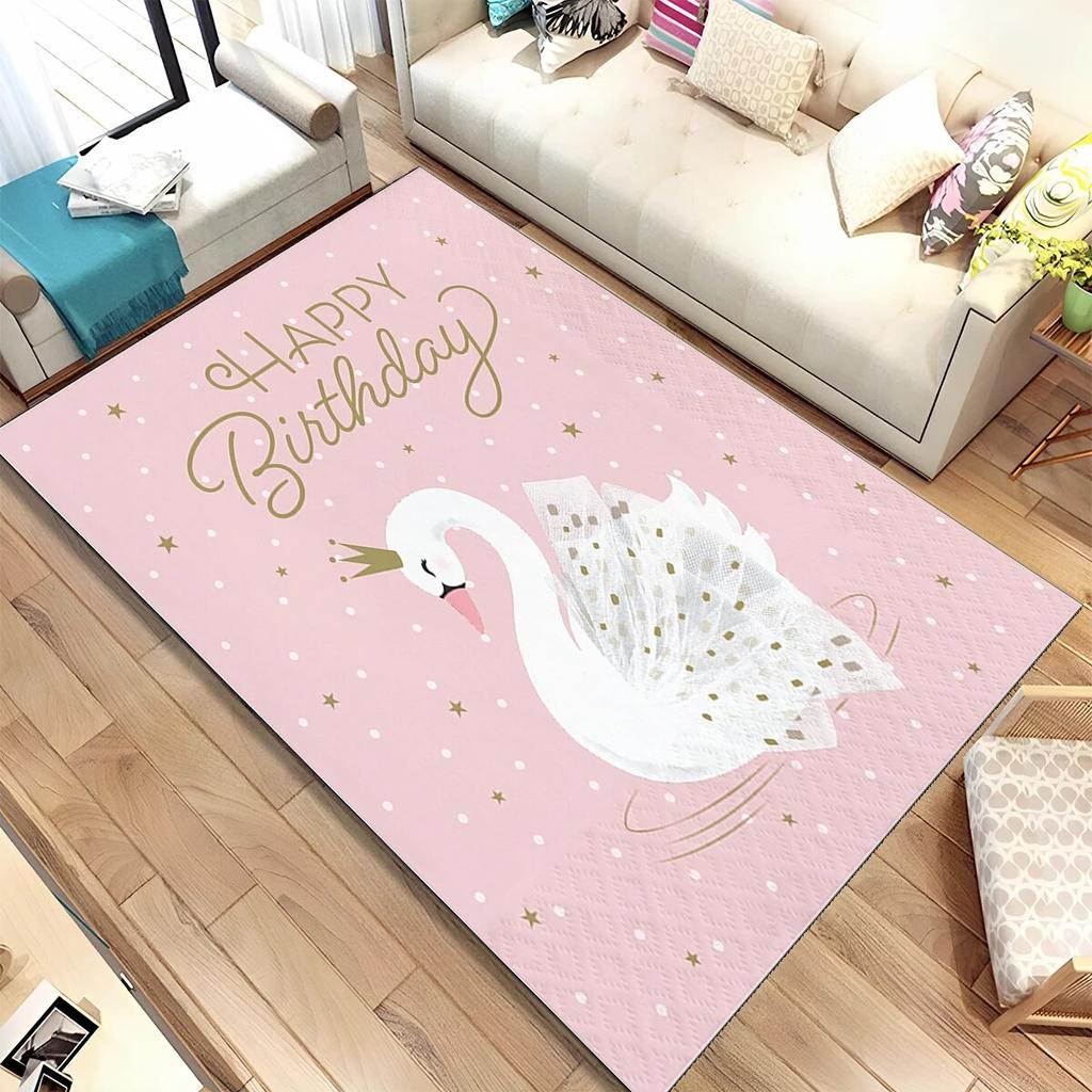 HD Cartoon Cute Swan Cygnus Area Rug,Carpet Rug for Living Room Bedroom Sofa Doormat Decoration, Kids Play Non-slip Floor Mat 3D