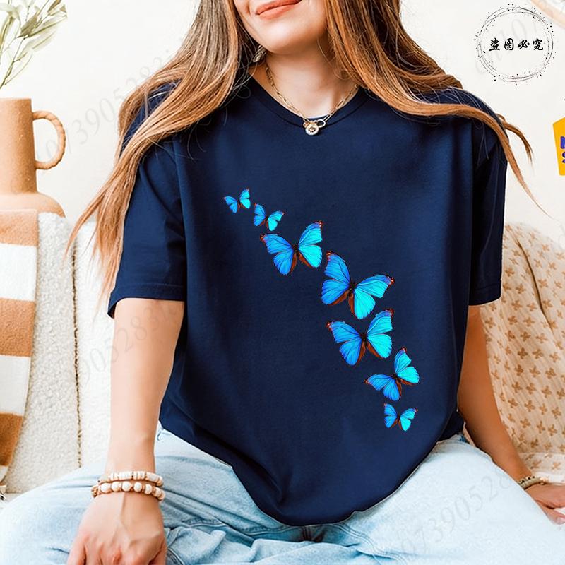 Womens Cute Headphone Butterfly Music Graphic Tshirts Colorful Pattern O Neck Short Sleeve 2026 Casual Female Daily Wear Tees