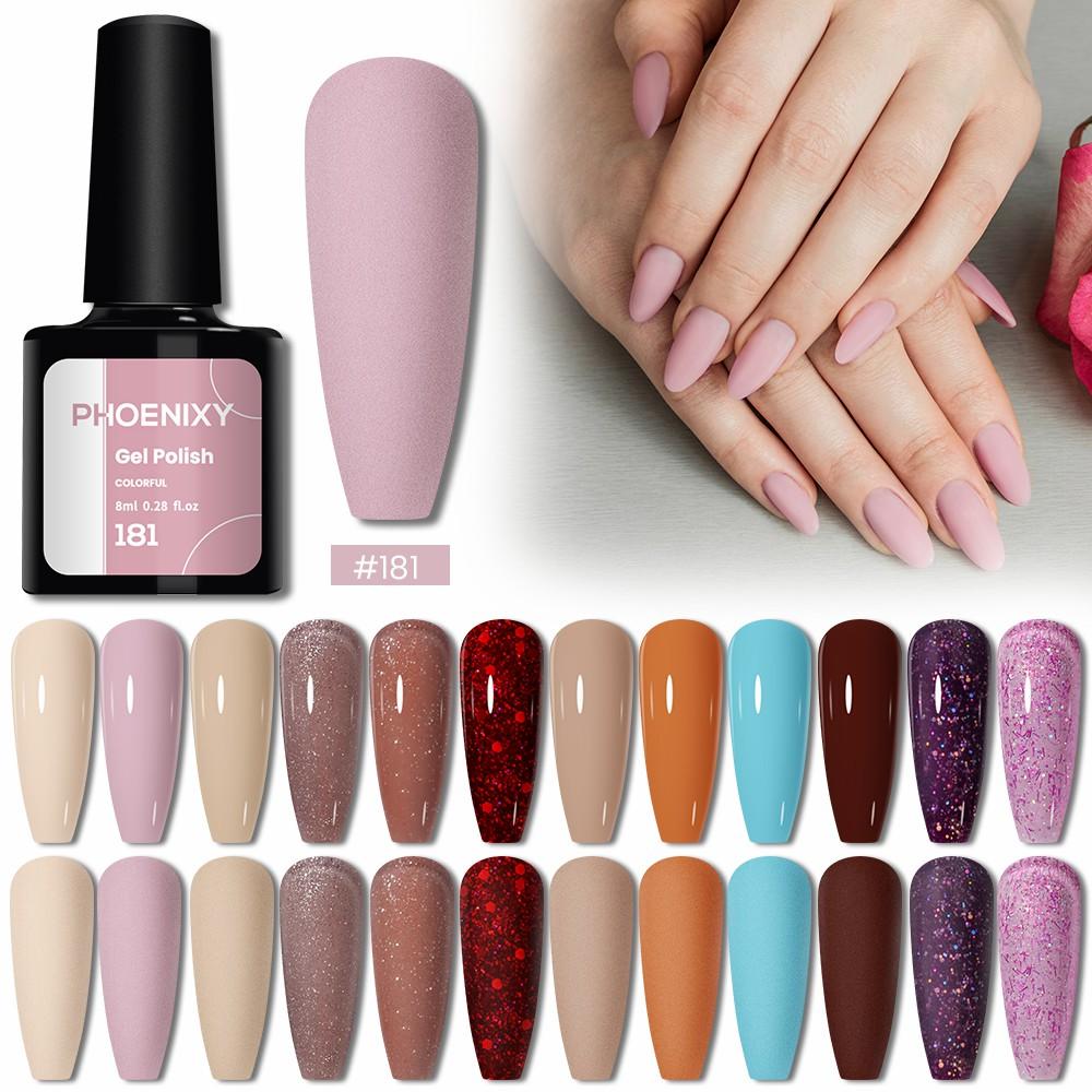 PHOENIXY 12 цветов гель-лака для ногтей набор отмачиваемый полуперманентный гель УФ светодиодный лак для ногтей маникюрный гель-набор для ногтей подарок для женщин