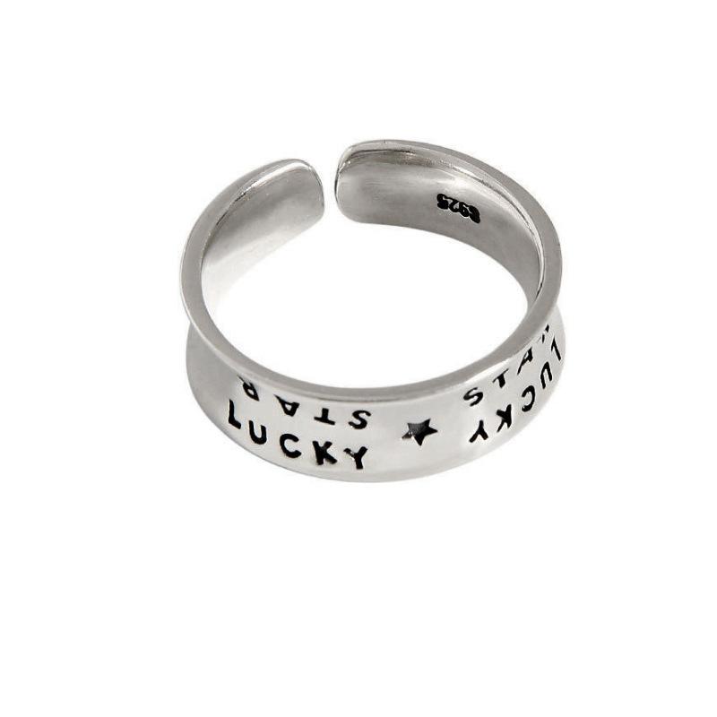 Glossy Cross Open Ring Hip Hop Cool Girl Tide Lucky Letter Vintage Vintage Index Finger Ring