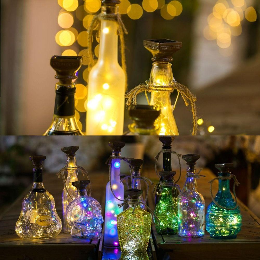 5pcs Solar Powered Copper String Lights 20 LED Fairy Lights New Copper Wire String  Wine Bottles