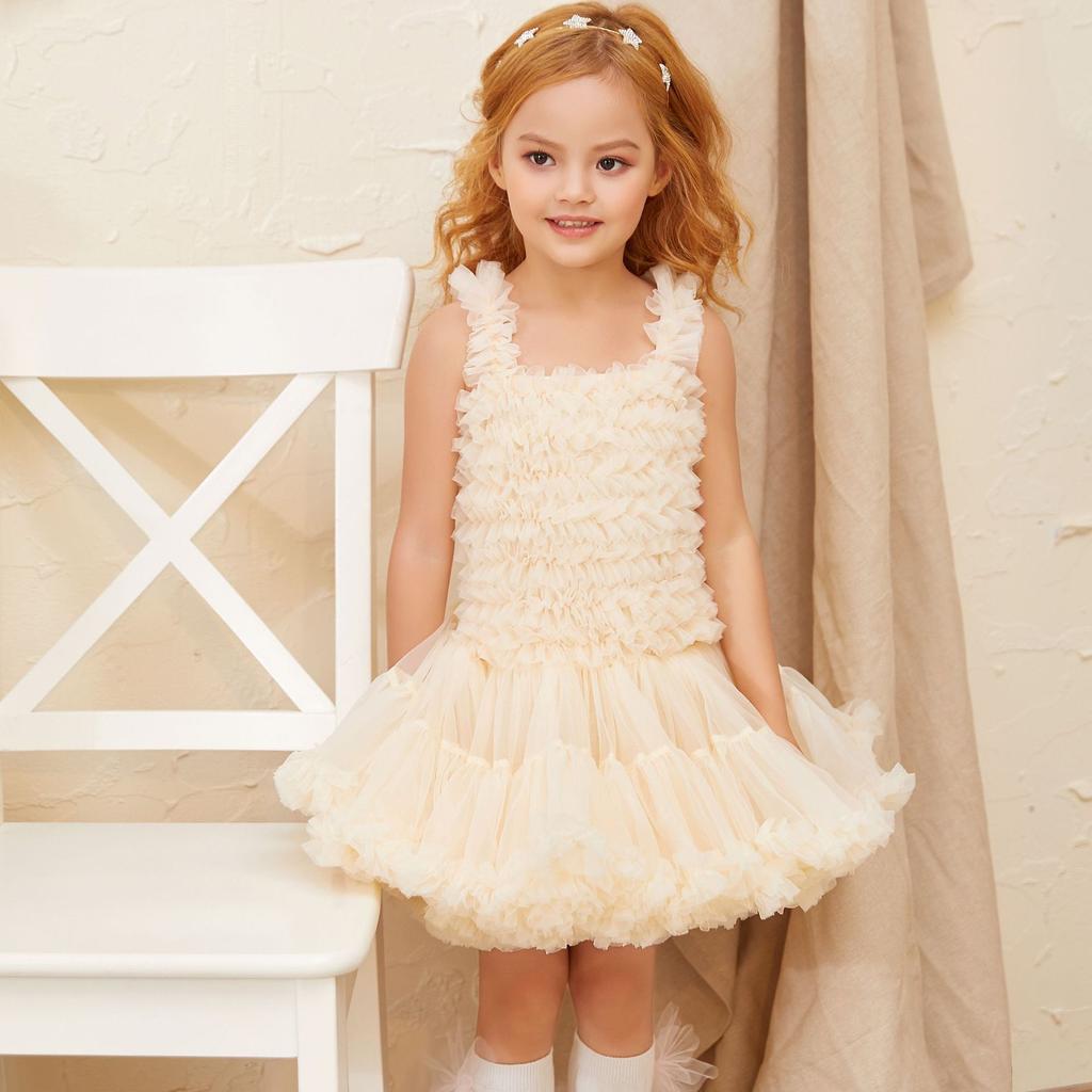 Платье принцессы для девочек, бальное платье из тюля без рукавов, платье для дня рождения и свадьбы, пышный карнавальный костюм для детей от 2 до 8 лет