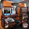 Car Seat Back Kick Mats PU Leather Storage Organizer with Foldable Table Tray & Pockets Car Interior Accessories