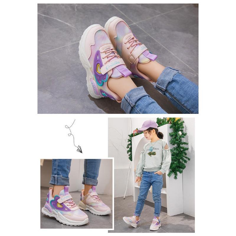 Спортивная обувь для девочек с двойной сеткой, весна и осень, новая удобная повседневная обувь для начальной школы, детская обувь, кроссовки с мягкой подошвой для детей