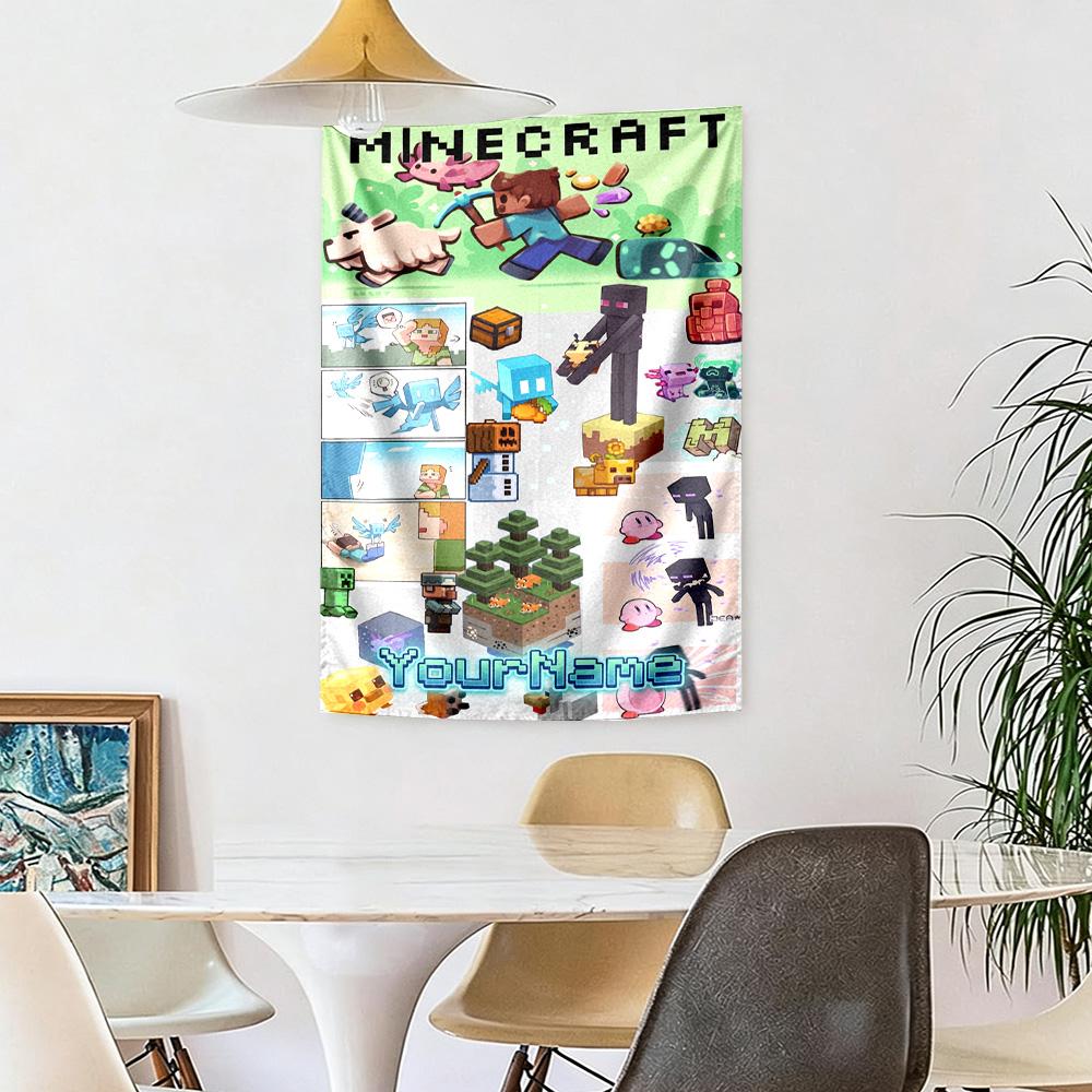 Minecraft Индивидуальный Декор Стены С Вашим Именем Гобелен Искусство Для Памяти Питомца День Рождения Свадебная Вечеринка Фон Семейный Подарок