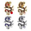 Chinese Style Brooch Men Enamel Dragon Shape Faux Pearl Pin Clothing Coat Badge Jewelry Party Accessories
