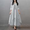 Женское повседневное свободное платье из хлопка и льна с длинным рукавом в стиле бохо, нерегулярное платье