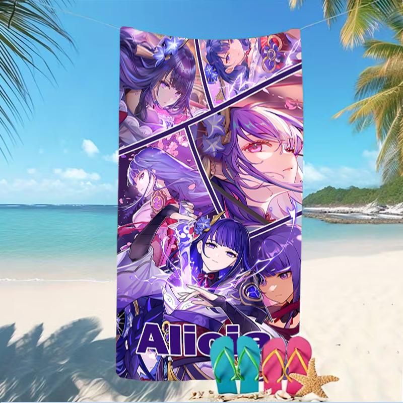 Customizable personalized beach towels Genshin Impact characters themed designs.Suitable for the beach, yoga, sports;ideal as beach accessories