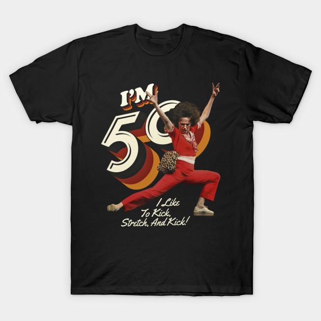 Asian Size Men Black Print T-shirt Sally Omalley I'M 50 - Vintage Style No-Cut Heat Transfer Print Cotton Tshirt