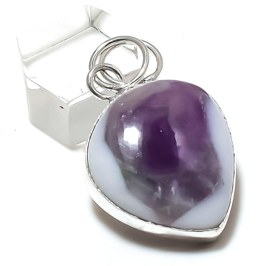 Natural Super Amethyst 23 Gemstone 925 Sterling Silver Pendant 1.77" L6q01