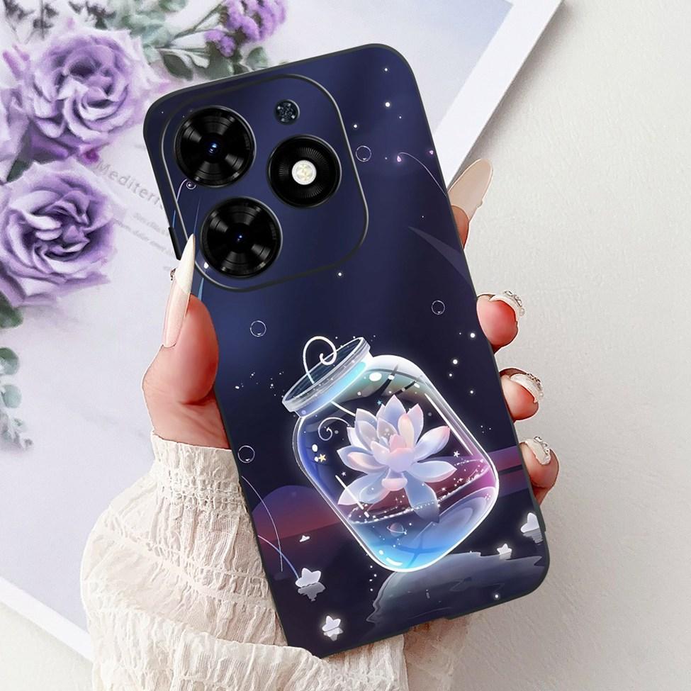 Для Tecno Spark Go 2024 BG6 Задняя крышка Для Tecno Spark Go 2024 Чехол Модный Роскошный Цветы Милый Мультяшный Кот Ударопрочный Силиконовый