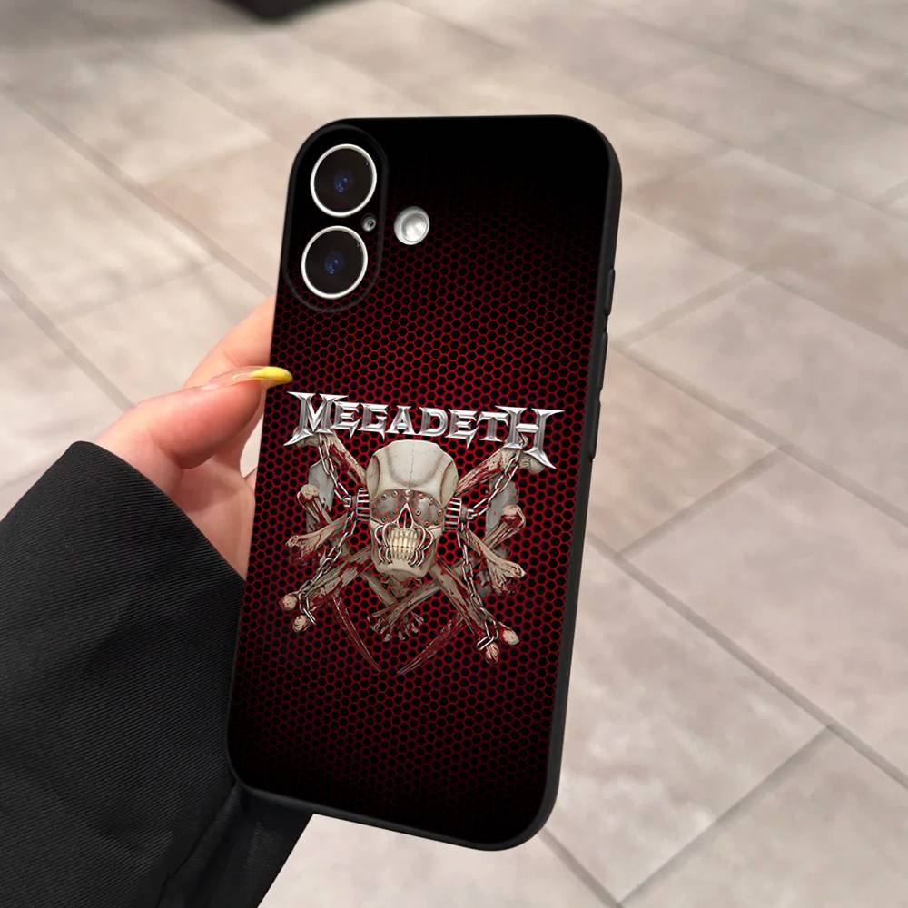 M-Megadeth Logo Black Soft Phone Case For IPhone 16 15 14 13 11 12 17 Pro Max Mini Plus
