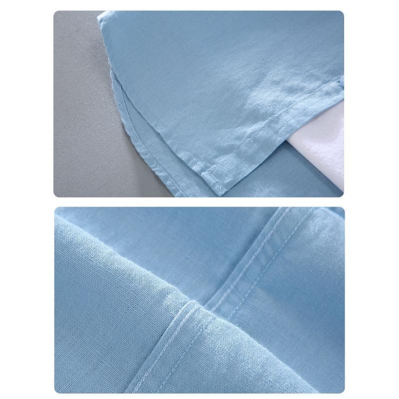 Men S Solid Short Sleeve Casual Linen Blend Button Up Shirt