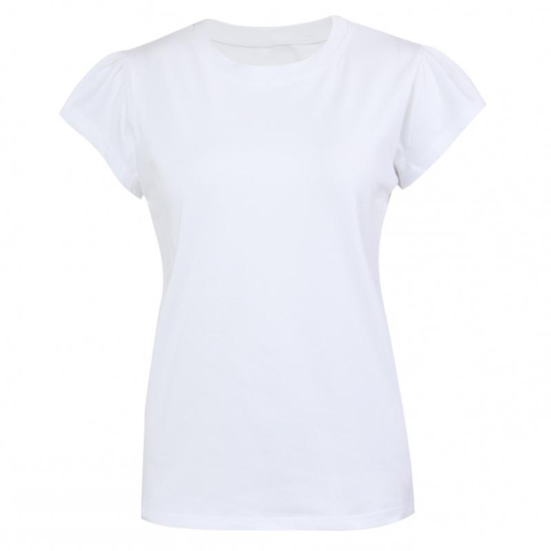 Shop Women S Shirred Cap Sleeved Round Daily Short Sleeve Tee Pink Dai wSh 095