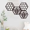 4Pcs Hexagonal Honeycomb Decorated Wooden Crafts For Home Walls Courtyard Decorations Hollowed Out Pendants