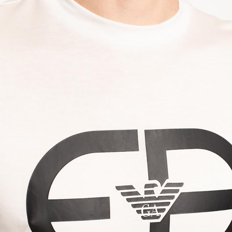 Emporio Armani Однотонная футболка с принтом логотипа, короткий рукав, мужские топы, цвет Off-White, 6K1T74-1JUVZ-0101