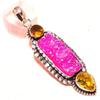 Pink Titanium Druzy Citrine Gemstone Pendant Handmade Gift Jewelry 2.2" H2W49