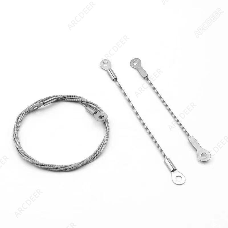 10Pcs 1.5mm Stainless Steel Wire Rope with Eyelets, Secure Tether Lanyard for Fall Arrest, Tool Safety & Locking Gate