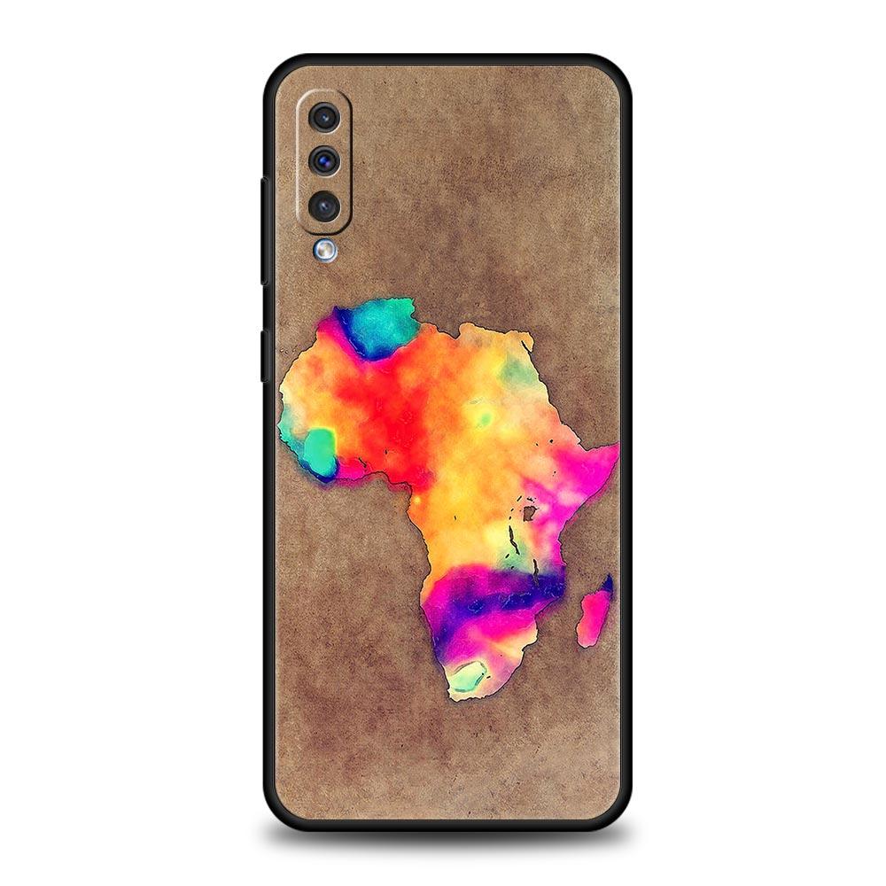 Чехол для телефона Samsung Galaxy A16 A14 A12 A54 A52 A50 A22 A20e A06 A04s A32 A72 A70 A30 A34 Покрытие Карта Африки География Расписной
