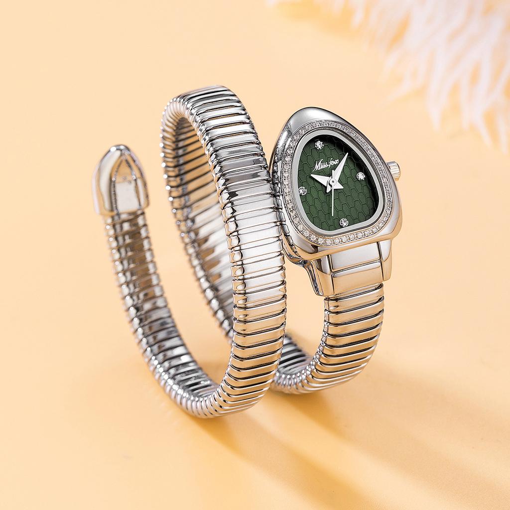 MISSFOX Women's Watches New Quartz Snake Shape Simple Ladies Watch Fashion Unique Strap Waterproof Wristwatches