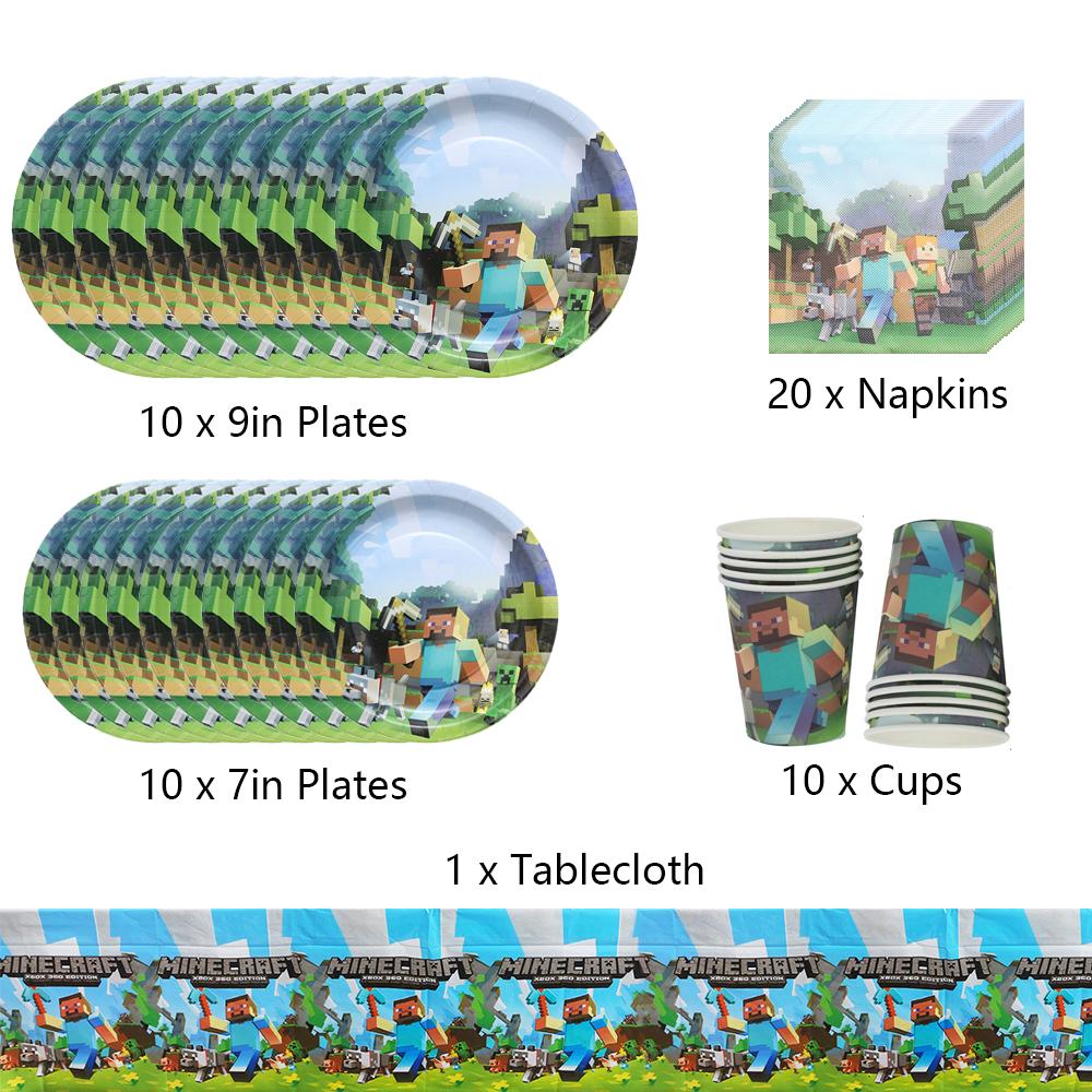 51 шт. принадлежности для вечеринки по случаю дня рождения шахтера включают скатерть, тарелки, салфетки, чашки