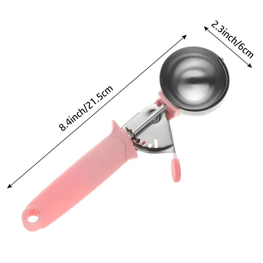 Ice Cream Scoop with Trigger Fruit Scoop with Comfort Grip Handle Stainless Steel Ice Cream Scoop for Home Ice Cream Tool