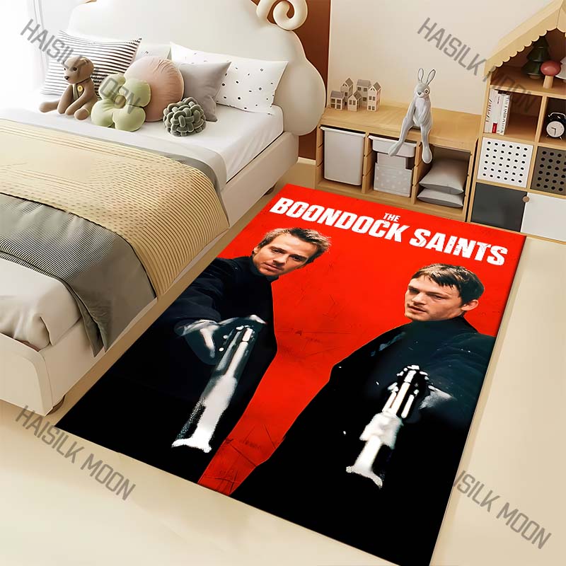 1PC Dual gun-wielding figures, red background Carpet for Living Room Bedroom Sofa Home Decor Rus Non-slip Floor Mat Luxury Gift